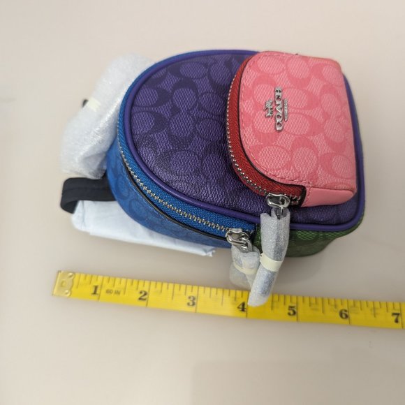 Coach Mini Court Backpack Bag Charm In Colorblock Signature Canvas Key Fob - Picture 4 of 6